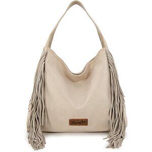 Wrangler Fringe Suede Hobo Bag for Women Leather Western Fringe Purse Tassel Hip